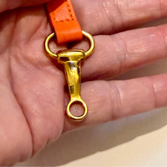 Leather Equestrian Snaffle Horse Bit Design Double Wrap Bracelet ~ Orange Gold - Picture 8 of 12